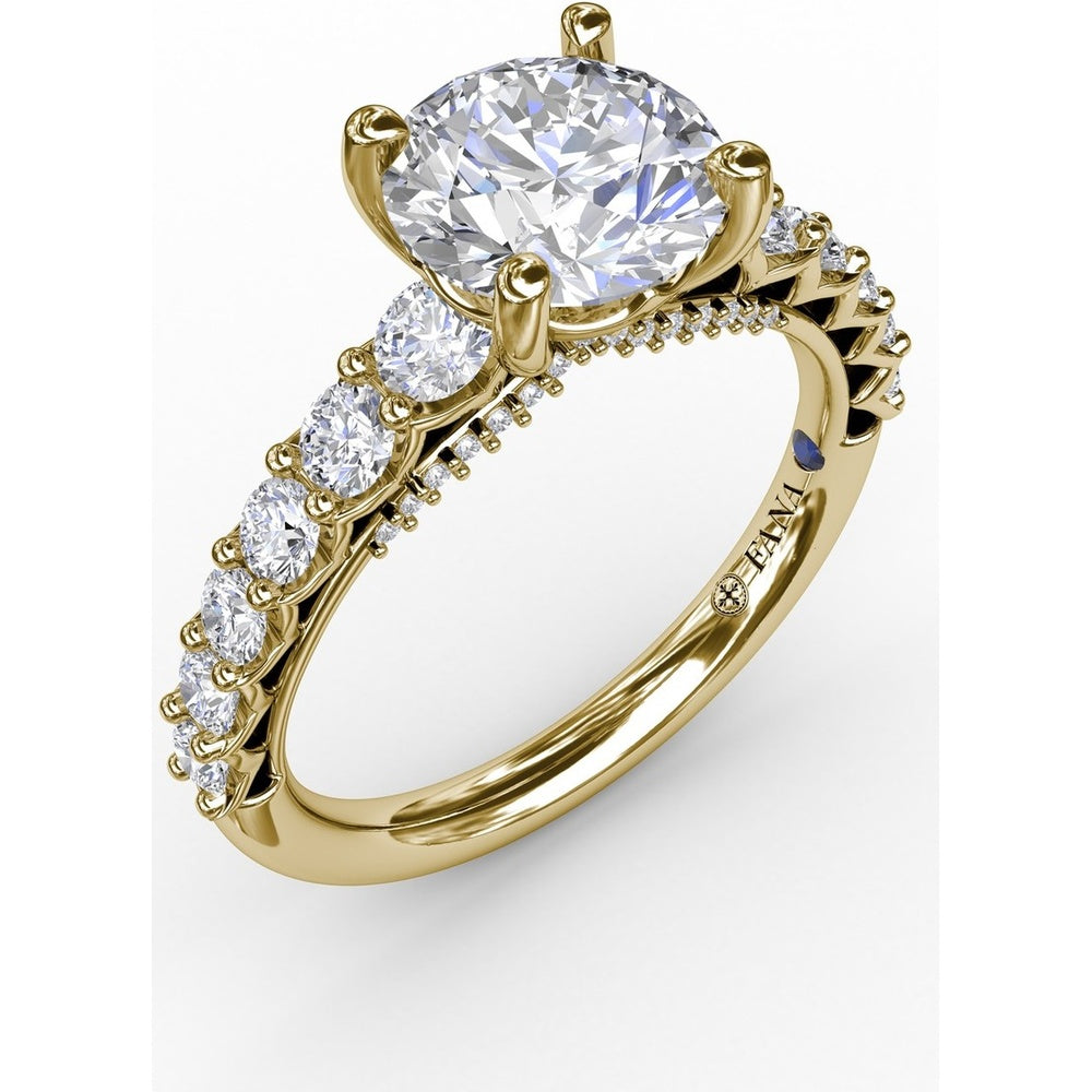 Contemporary Engagement Ring Setting with Openwork Diamond Band and Pavé Chevron Gallery by Fana - 0.82 Carat Total Diamond Weight