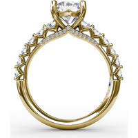 Contemporary Engagement Ring Setting with Openwork Diamond Band and Pavé Chevron Gallery by Fana - 0.82 Carat Total Diamond Weight