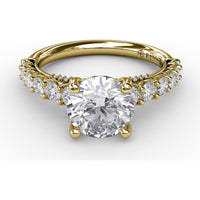 Contemporary Engagement Ring Setting with Openwork Diamond Band and Pavé Chevron Gallery by Fana - 0.82 Carat Total Diamond Weight