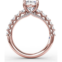 Contemporary Engagement Ring Setting with Openwork Diamond Band and Pavé Chevron Gallery by Fana - 0.82 Carat Total Diamond Weight