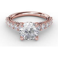 Contemporary Engagement Ring Setting with Openwork Diamond Band and Pavé Chevron Gallery by Fana - 0.82 Carat Total Diamond Weight