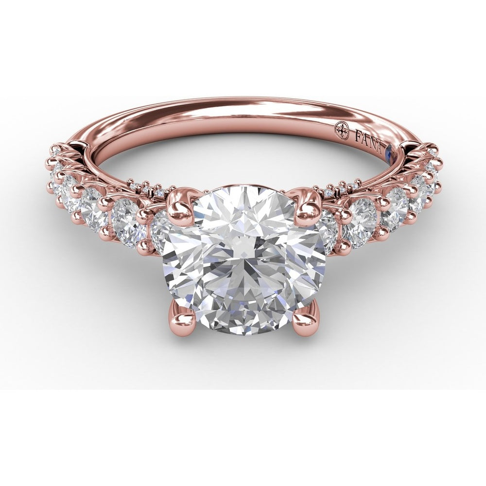 Contemporary Engagement Ring Setting with Openwork Diamond Band and Pavé Chevron Gallery by Fana - 0.82 Carat Total Diamond Weight