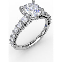 Contemporary Engagement Ring Setting with Openwork Diamond Band and Pavé Chevron Gallery by Fana - 0.82 Carat Total Diamond Weight