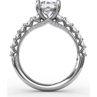 Contemporary Engagement Ring Setting with Openwork Diamond Band and Pavé Chevron Gallery by Fana - 0.82 Carat Total Diamond Weight