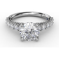 Contemporary Engagement Ring Setting with Openwork Diamond Band and Pavé Chevron Gallery by Fana - 0.82 Carat Total Diamond Weight
