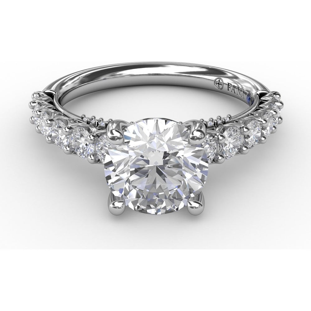Contemporary Engagement Ring Setting with Openwork Diamond Band and Pavé Chevron Gallery by Fana - 0.82 Carat Total Diamond Weight