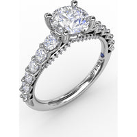 Contemporary Engagement Ring Setting with Openwork V-Prong Diamond Band - 0.70 Carat Total Accent Diamond Weight by Fana