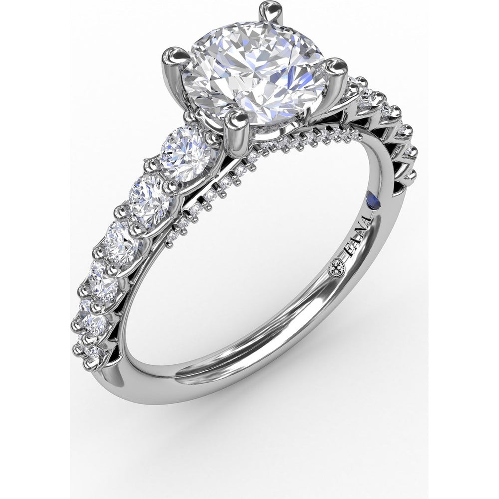 Contemporary Engagement Ring Setting with Openwork V-Prong Diamond Band - 0.70 Carat Total Accent Diamond Weight by Fana