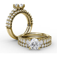 Contemporary Engagement Ring Setting with Openwork V-Prong Diamond Band - 0.70 Carat Total Accent Diamond Weight by Fana