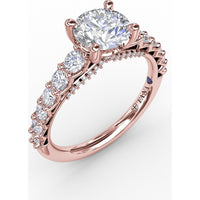 Contemporary Engagement Ring Setting with Openwork V-Prong Diamond Band - 0.70 Carat Total Accent Diamond Weight by Fana