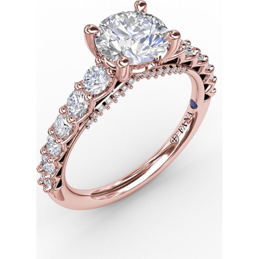 Contemporary Engagement Ring Setting with Openwork V-Prong Diamond Band - 0.70 Carat Total Accent Diamond Weight by Fana