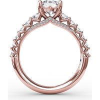 Contemporary Engagement Ring Setting with Openwork V-Prong Diamond Band - 0.70 Carat Total Accent Diamond Weight by Fana