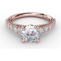 Contemporary Engagement Ring Setting with Openwork V-Prong Diamond Band - 0.70 Carat Total Accent Diamond Weight by Fana