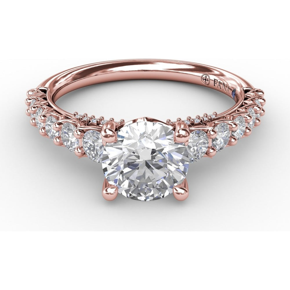 Contemporary Engagement Ring Setting with Openwork V-Prong Diamond Band - 0.70 Carat Total Accent Diamond Weight by Fana