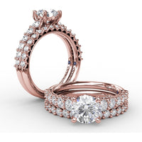 Contemporary Engagement Ring Setting with Openwork V-Prong Diamond Band - 0.70 Carat Total Accent Diamond Weight by Fana