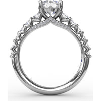 Contemporary Engagement Ring Setting with Openwork V-Prong Diamond Band - 0.70 Carat Total Accent Diamond Weight by Fana