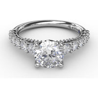 Contemporary Engagement Ring Setting with Openwork V-Prong Diamond Band - 0.70 Carat Total Accent Diamond Weight by Fana