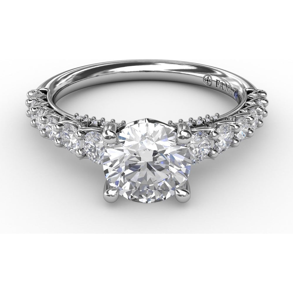 Contemporary Engagement Ring Setting with Openwork V-Prong Diamond Band - 0.70 Carat Total Accent Diamond Weight by Fana