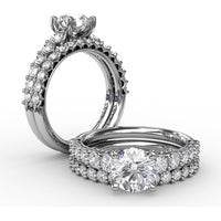 Contemporary Engagement Ring Setting with Openwork V-Prong Diamond Band - 0.70 Carat Total Accent Diamond Weight by Fana