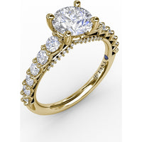 Contemporary Engagement Ring Setting with Openwork V-Prong Diamond Band - 0.70 Carat Total Accent Diamond Weight by Fana