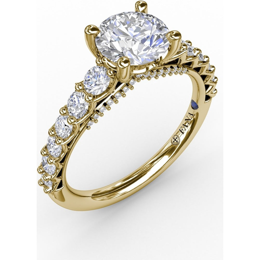 Contemporary Engagement Ring Setting with Openwork V-Prong Diamond Band - 0.70 Carat Total Accent Diamond Weight by Fana