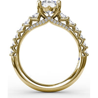 Contemporary Engagement Ring Setting with Openwork V-Prong Diamond Band - 0.70 Carat Total Accent Diamond Weight by Fana