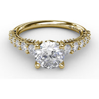 Contemporary Engagement Ring Setting with Openwork V-Prong Diamond Band - 0.70 Carat Total Accent Diamond Weight by Fana