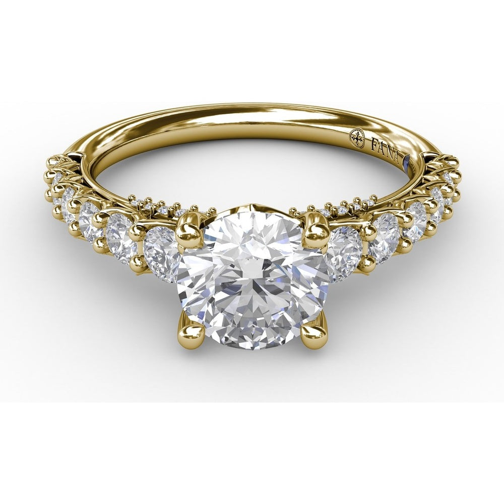 Contemporary Engagement Ring Setting with Openwork V-Prong Diamond Band - 0.70 Carat Total Accent Diamond Weight by Fana