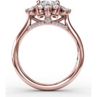 Contemporary Floral Halo Engagement Ring Setting with Round Diamond Petals by Fana - 0.77 Carat Total Diamond Weight
