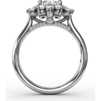 Contemporary Floral Halo Engagement Ring Setting with Round Diamond Petals by Fana - 0.77 Carat Total Diamond Weight