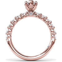 Contemporary Marquise Solitaire Engagement Ring Setting with Shared-Prong Round Diamond Band by Fana - 0.44 Carat Total Diamond Weight