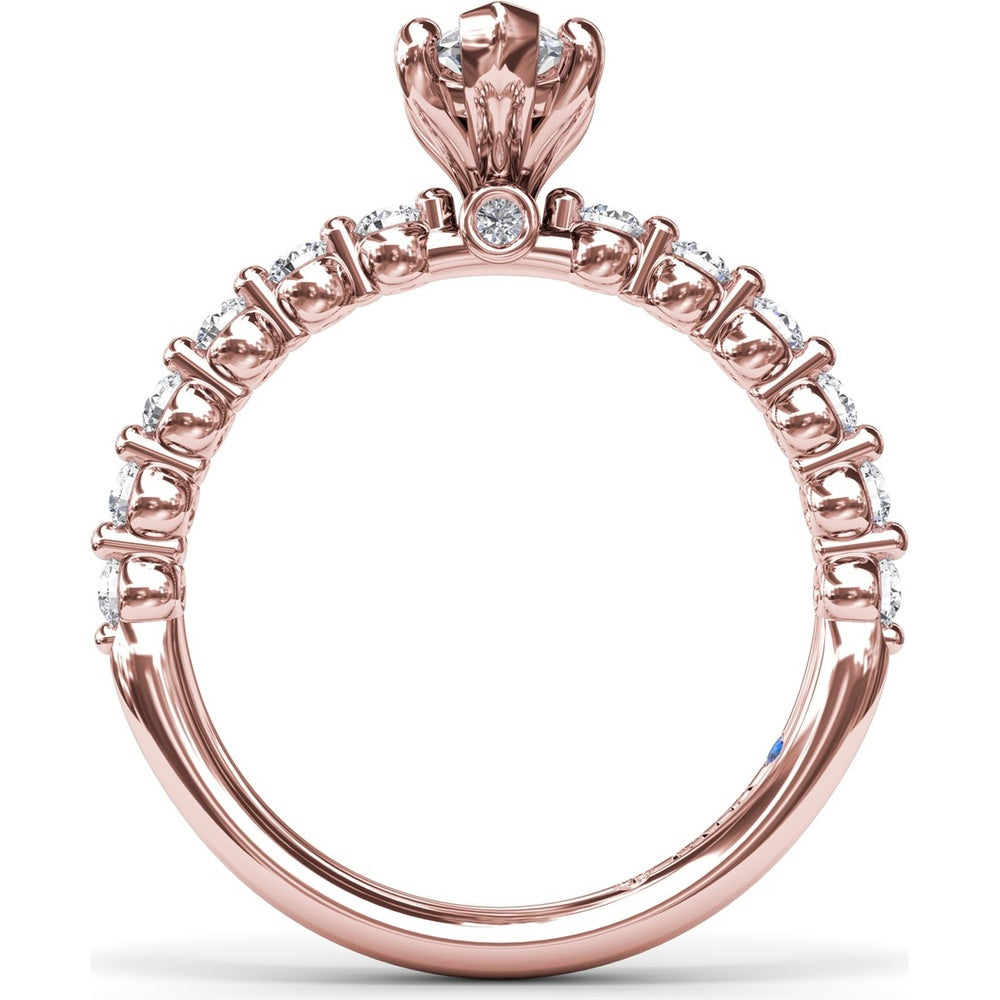 Contemporary Marquise Solitaire Engagement Ring Setting with Shared-Prong Round Diamond Band by Fana - 0.44 Carat Total Diamond Weight