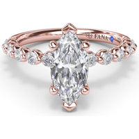 Contemporary Marquise Solitaire Engagement Ring Setting with Shared-Prong Round Diamond Band by Fana - 0.44 Carat Total Diamond Weight