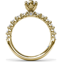 Contemporary Marquise Solitaire Engagement Ring Setting with Shared-Prong Round Diamond Band by Fana - 0.44 Carat Total Diamond Weight
