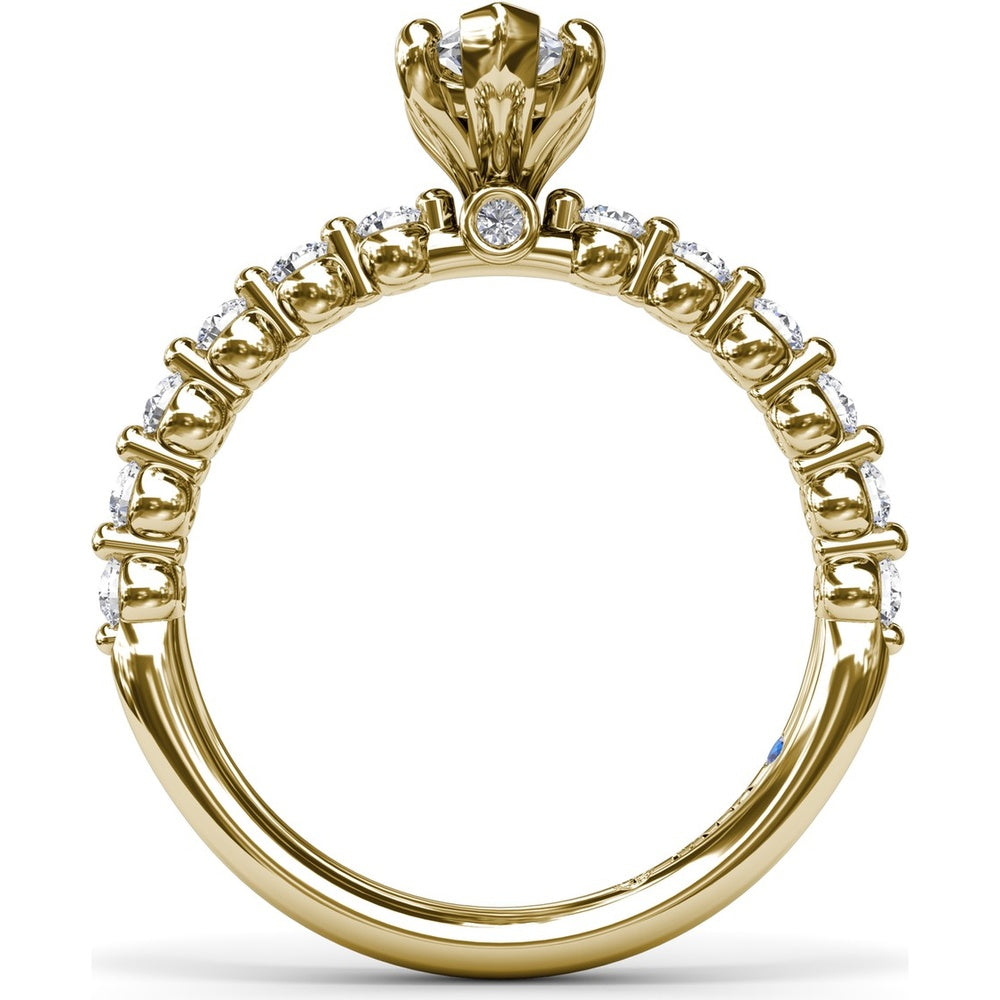 Contemporary Marquise Solitaire Engagement Ring Setting with Shared-Prong Round Diamond Band by Fana - 0.44 Carat Total Diamond Weight