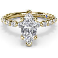 Contemporary Marquise Solitaire Engagement Ring Setting with Shared-Prong Round Diamond Band by Fana - 0.44 Carat Total Diamond Weight