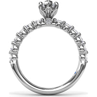 Contemporary Marquise Solitaire Engagement Ring Setting with Shared-Prong Round Diamond Band by Fana - 0.44 Carat Total Diamond Weight