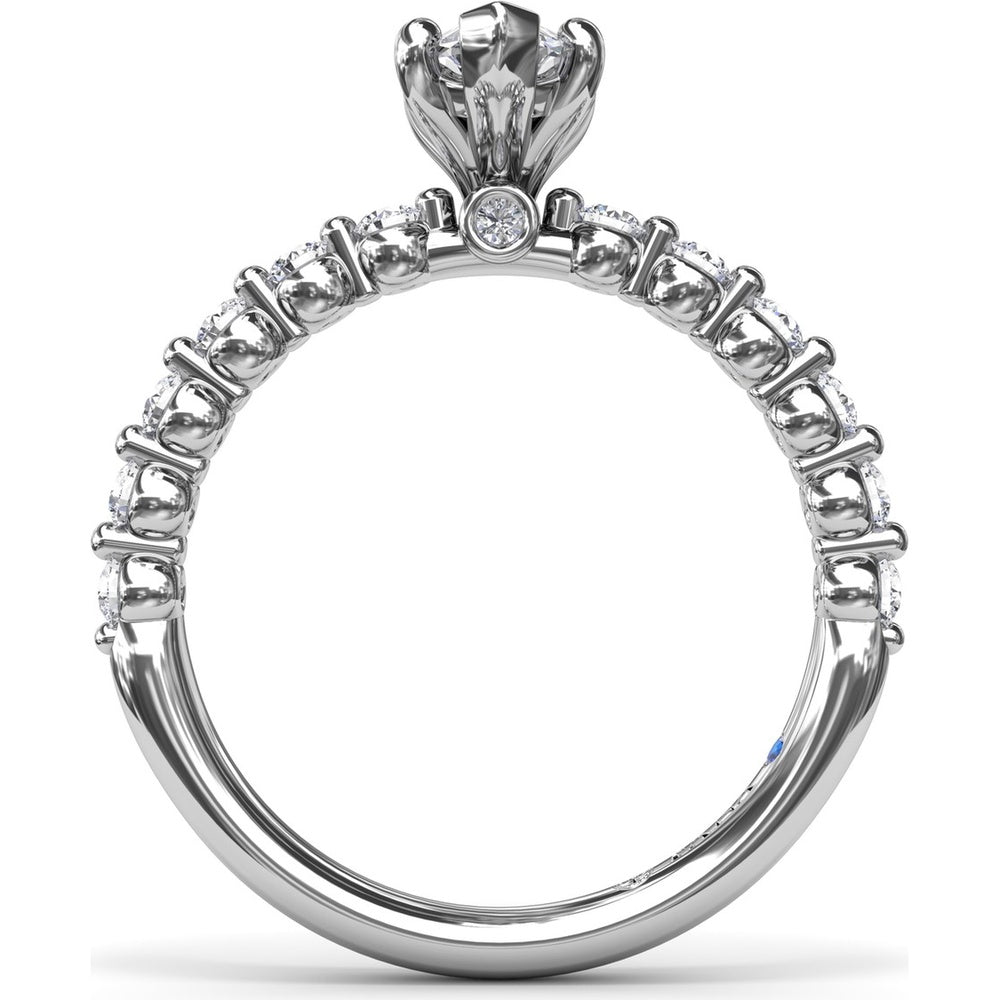 Contemporary Marquise Solitaire Engagement Ring Setting with Shared-Prong Round Diamond Band by Fana - 0.44 Carat Total Diamond Weight