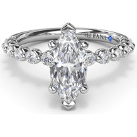 Contemporary Marquise Solitaire Engagement Ring Setting with Shared-Prong Round Diamond Band by Fana - 0.44 Carat Total Diamond Weight