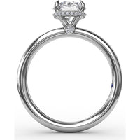 Contemporary Round Diamond Solitaire Engagement Ring Setting with Hidden Pavé Halo by Fana - 0.08 Carat Total Diamond Weight
