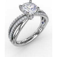Contemporary Solitaire Engagement Ring Setting with Multi-Row Split Shank and Pavé Diamonds by Fana - 0.29 Carat Total Diamond Weight