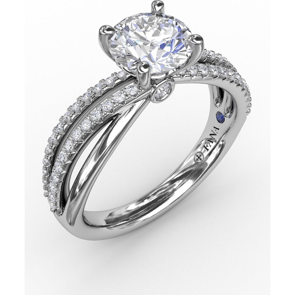 Contemporary Solitaire Engagement Ring Setting with Multi-Row Split Shank and Pavé Diamonds by Fana - 0.29 Carat Total Diamond Weight