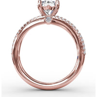 Contemporary Solitaire Engagement Ring Setting with Multi-Row Split Shank and Pavé Diamonds by Fana - 0.29 Carat Total Diamond Weight