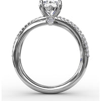 Contemporary Solitaire Engagement Ring Setting with Multi-Row Split Shank and Pavé Diamonds by Fana - 0.29 Carat Total Diamond Weight