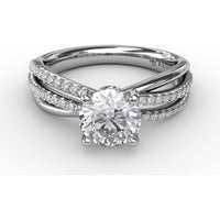 Contemporary Solitaire Engagement Ring Setting with Multi-Row Split Shank and Pavé Diamonds by Fana - 0.29 Carat Total Diamond Weight