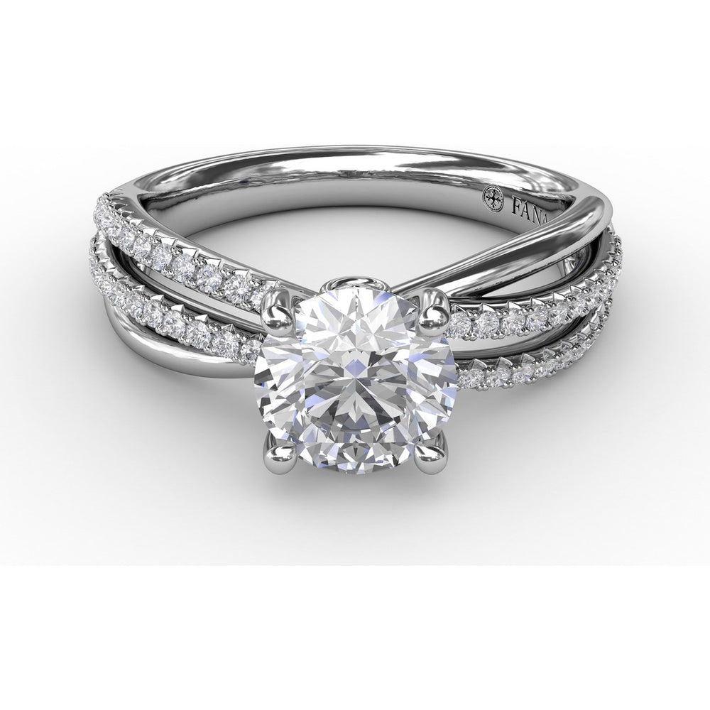 Contemporary Solitaire Engagement Ring Setting with Multi-Row Split Shank and Pavé Diamonds by Fana - 0.29 Carat Total Diamond Weight