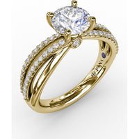 Contemporary Solitaire Engagement Ring Setting with Multi-Row Split Shank and Pavé Diamonds by Fana - 0.29 Carat Total Diamond Weight