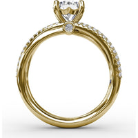 Contemporary Solitaire Engagement Ring Setting with Multi-Row Split Shank and Pavé Diamonds by Fana - 0.29 Carat Total Diamond Weight