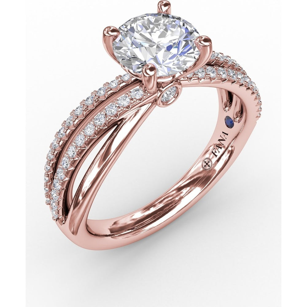 Contemporary Solitaire Engagement Ring Setting with Multi-Row Split Shank and Pavé Diamonds by Fana - 0.29 Carat Total Diamond Weight