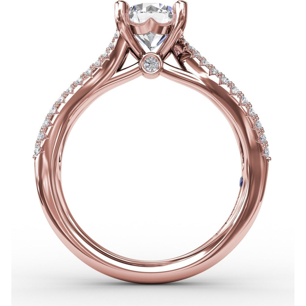 Contemporary Solitaire Engagement Ring Setting with Multi-Row Tapered Diamond Pavé Band by Fana - 0.53 Carat Total Diamond Weight